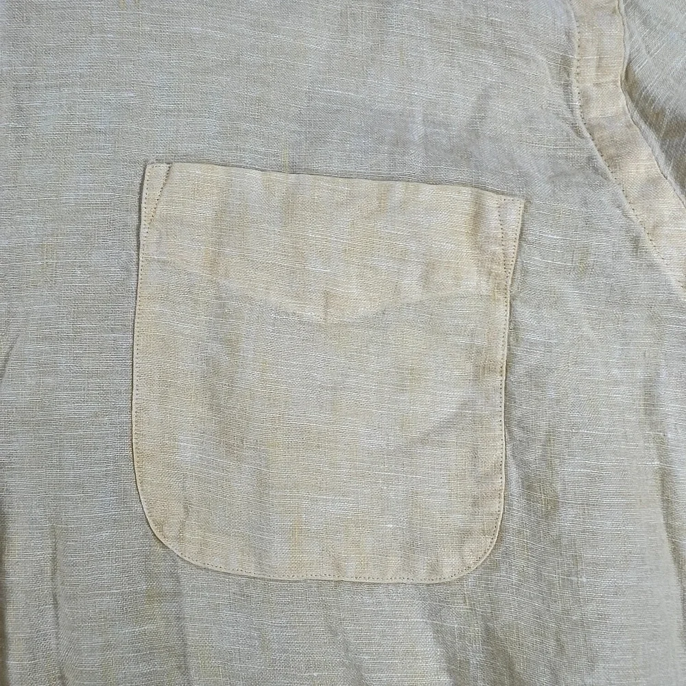 Cremieux Shirt‎ Mens XL Extra Large Yellow Linen Short Sleeve Button Down Casual
